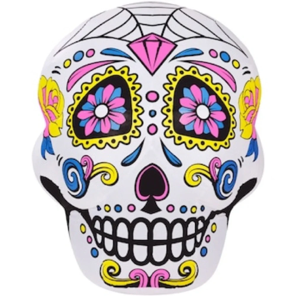 Colorful Sugar Skull Inflatable Haunted Hill Farm 6-ft Lighted Skull Inflatable